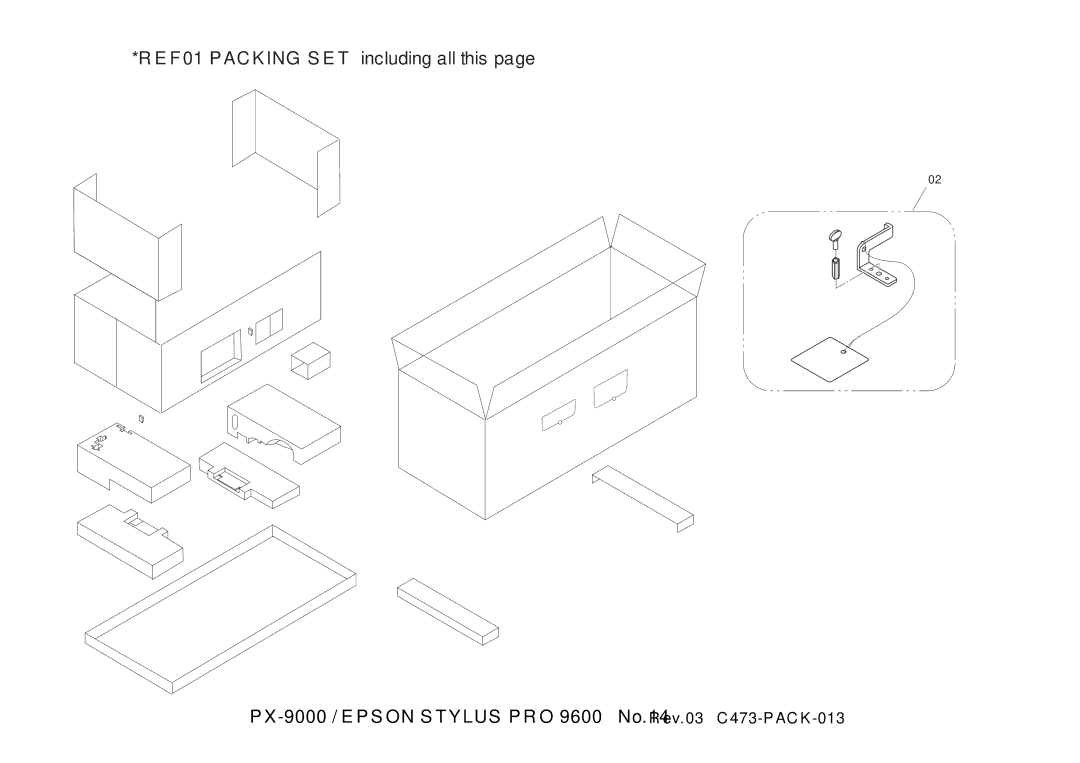 Epson PX-9000 manual F 01 P AC K ING S E T including all this 