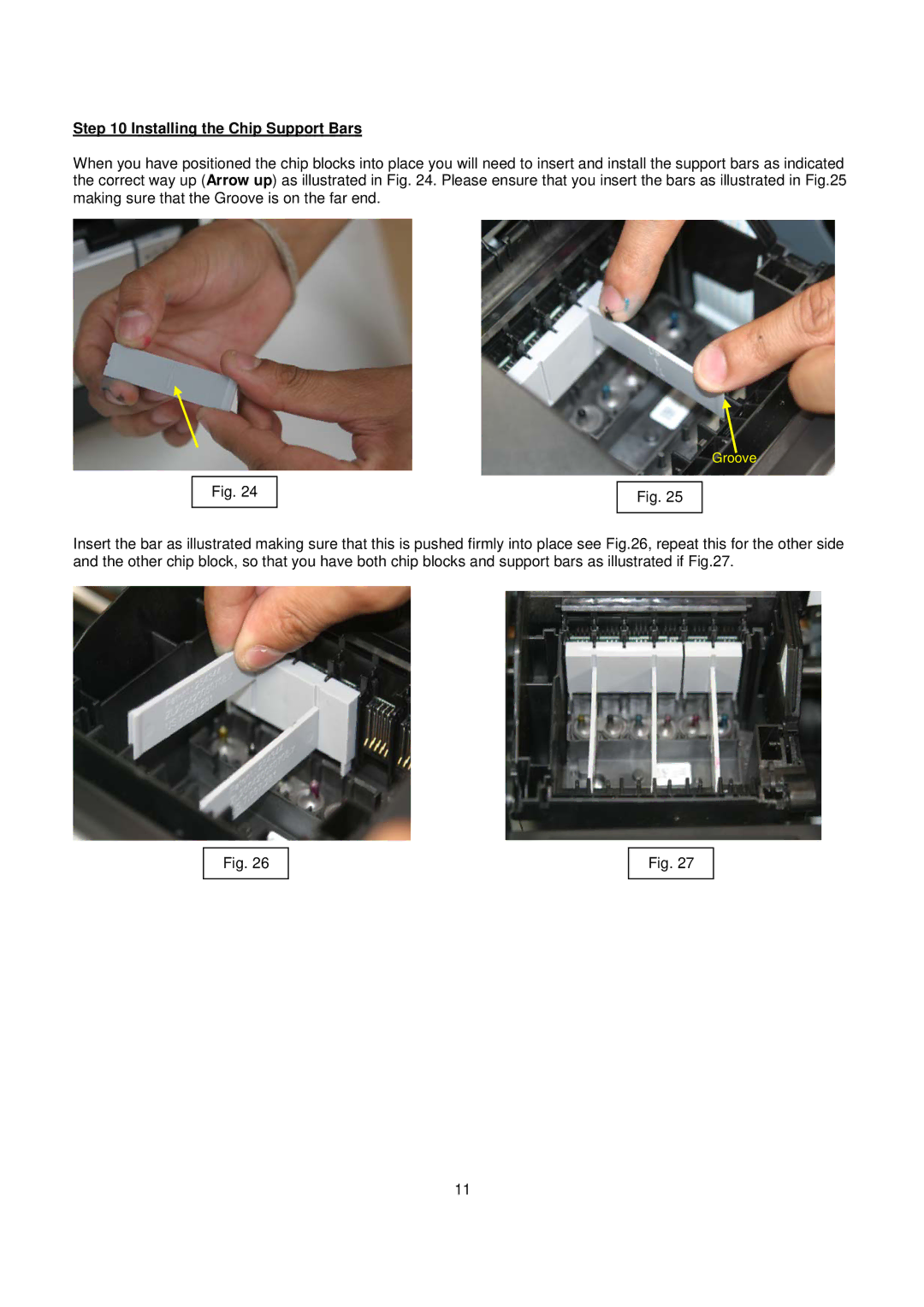 Epson R1400 installation instructions Installing the Chip Support Bars 