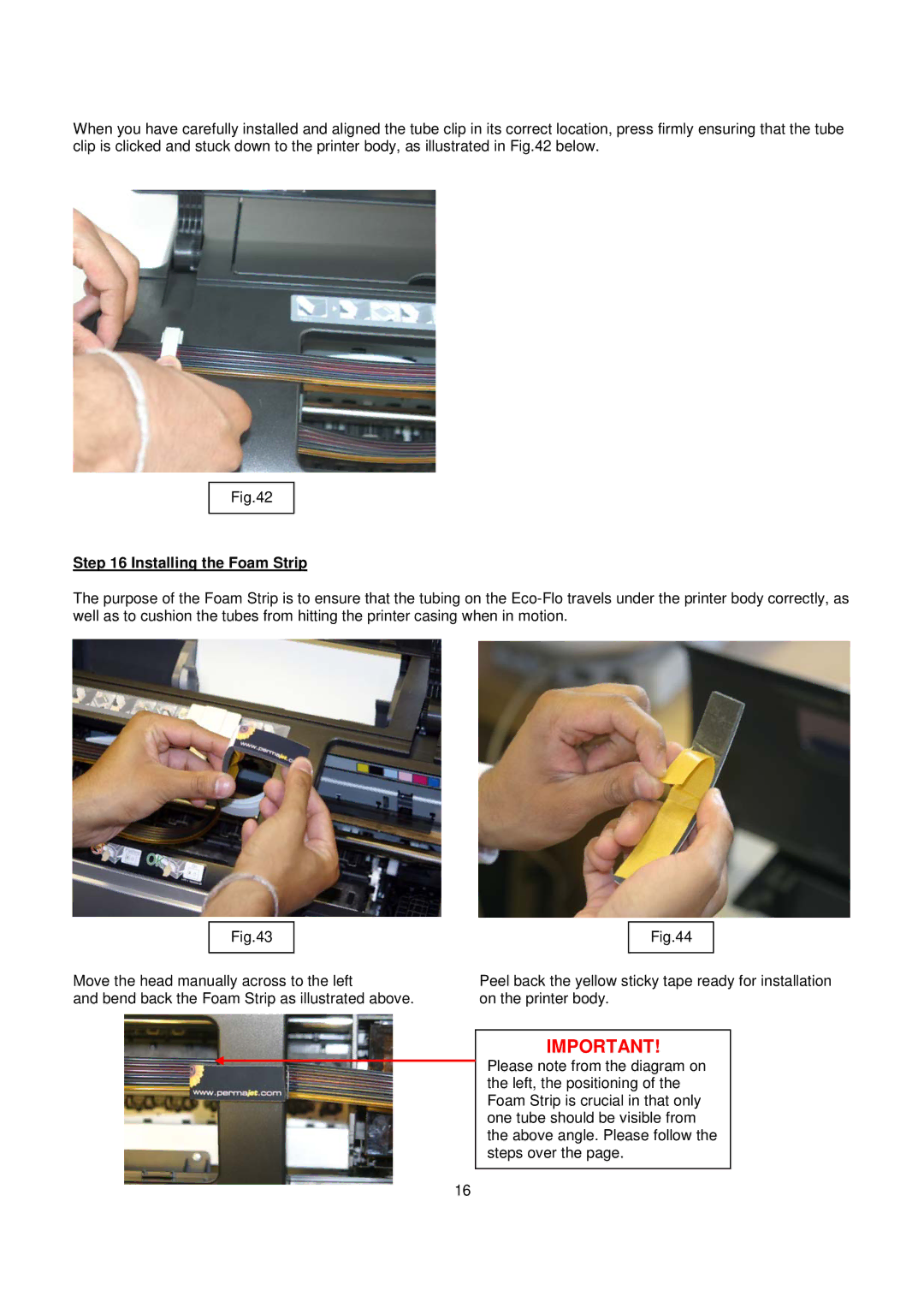 Epson R1400 installation instructions Installing the Foam Strip 