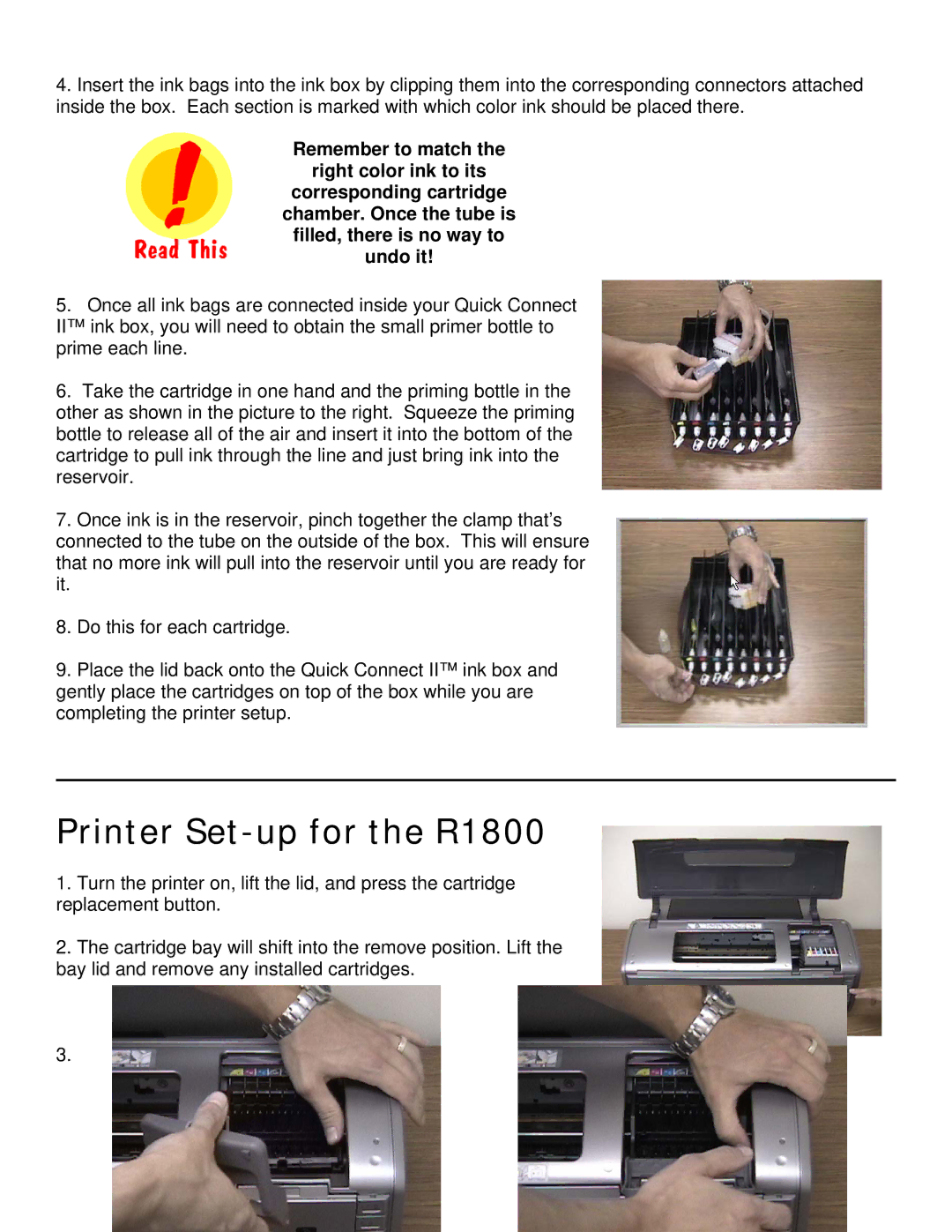 Epson R800 manual Printer Set-up for the R1800 