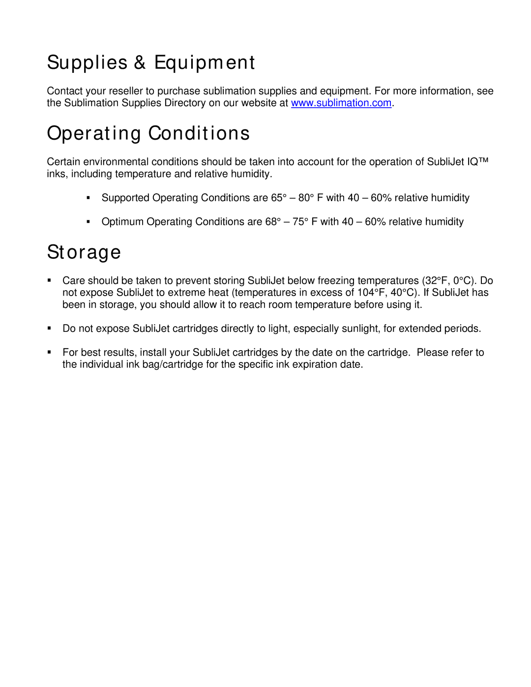 Epson R1800, R800 manual Supplies & Equipment Operating Conditions, Storage 