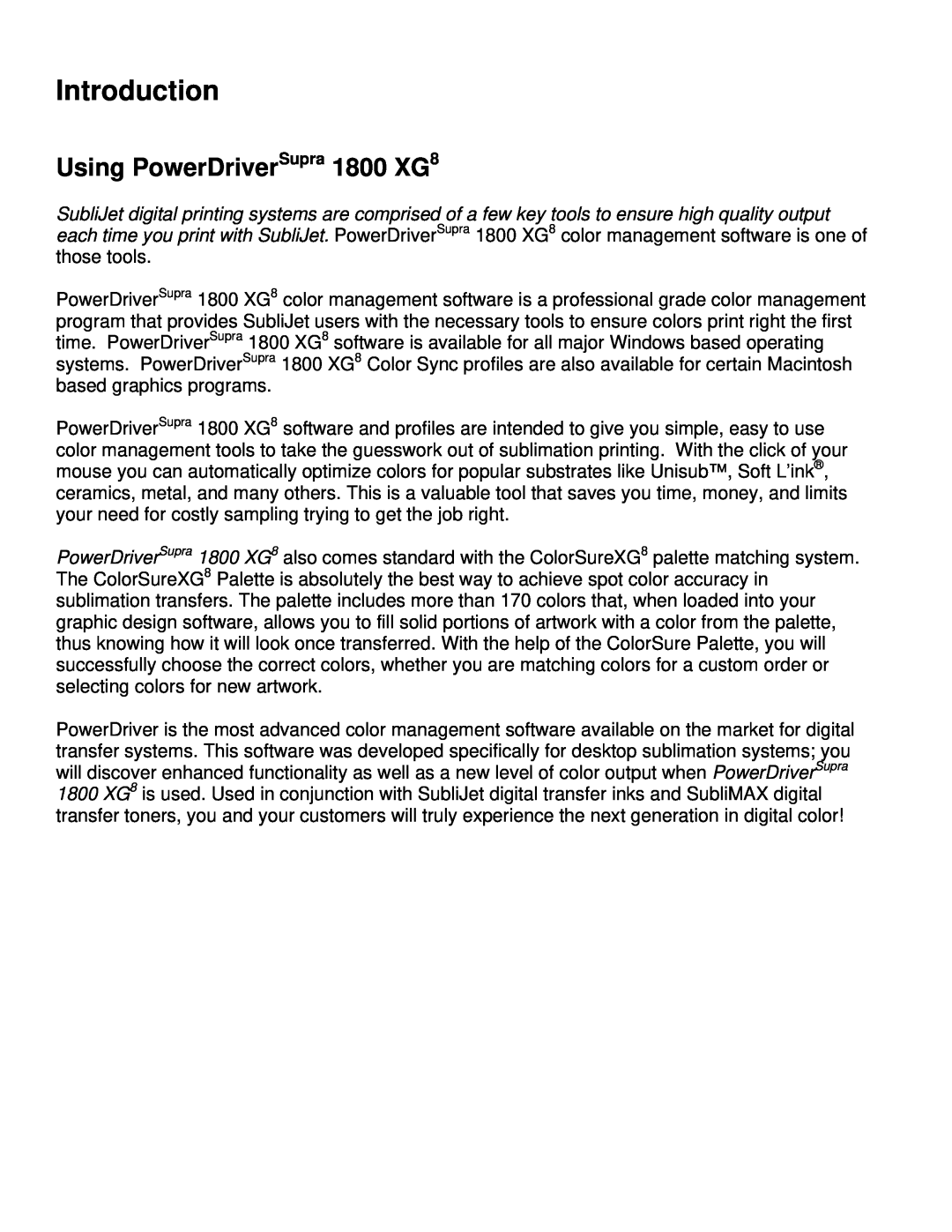 Epson R800, R1800 manual Introduction, Using PowerDriverSupra 1800 XG8 
