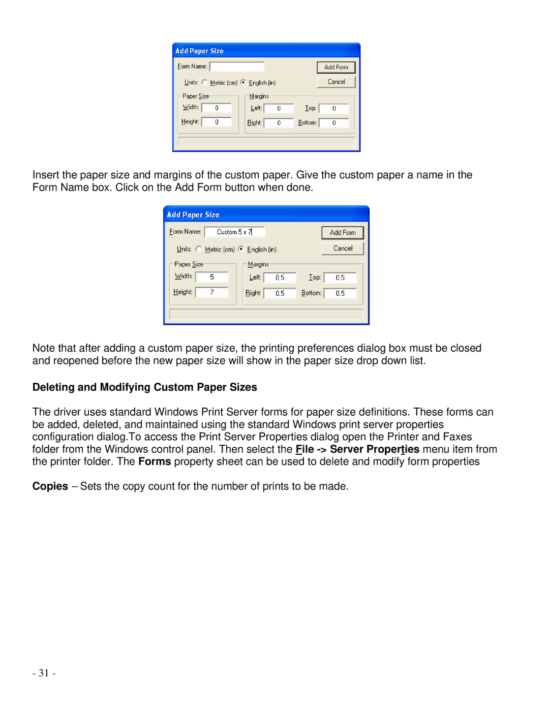 Epson R1800 manual Deleting and Modifying Custom Paper Sizes 