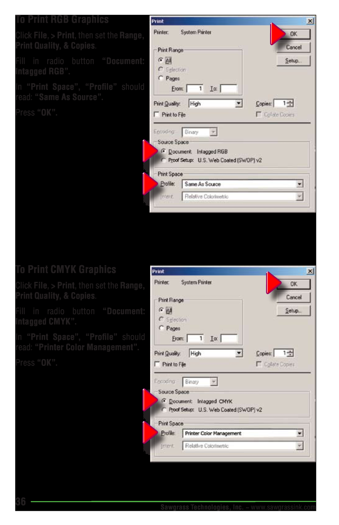 Epson R1900 manual To Print RGB Graphics, To Print CMYK Graphics, Intagged RGB”, Intagged CMYK” 