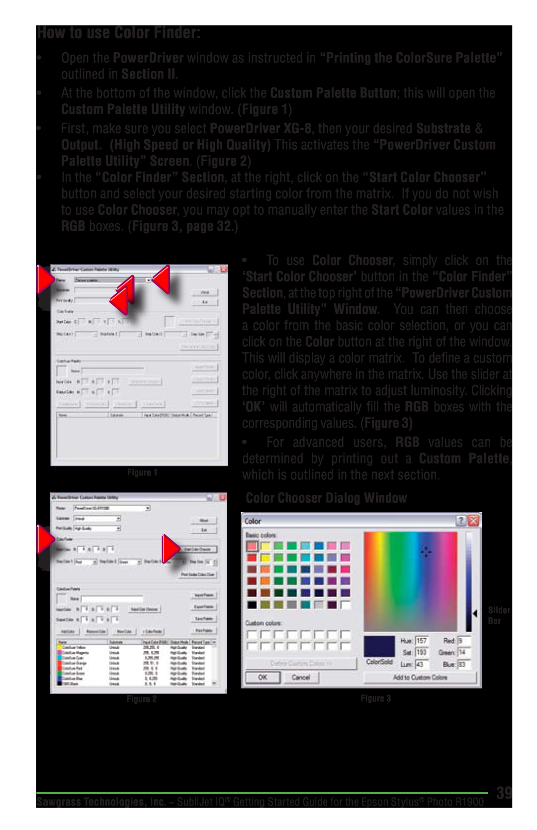 Epson R1900 manual How to use Color Finder, Color Chooser Dialog Window 