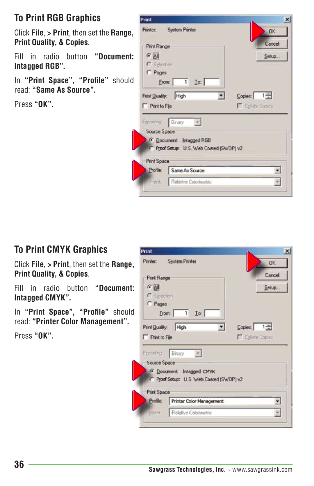 Epson R1900 manual To Print RGB Graphics, To Print Cmyk Graphics, Intagged Cmyk 