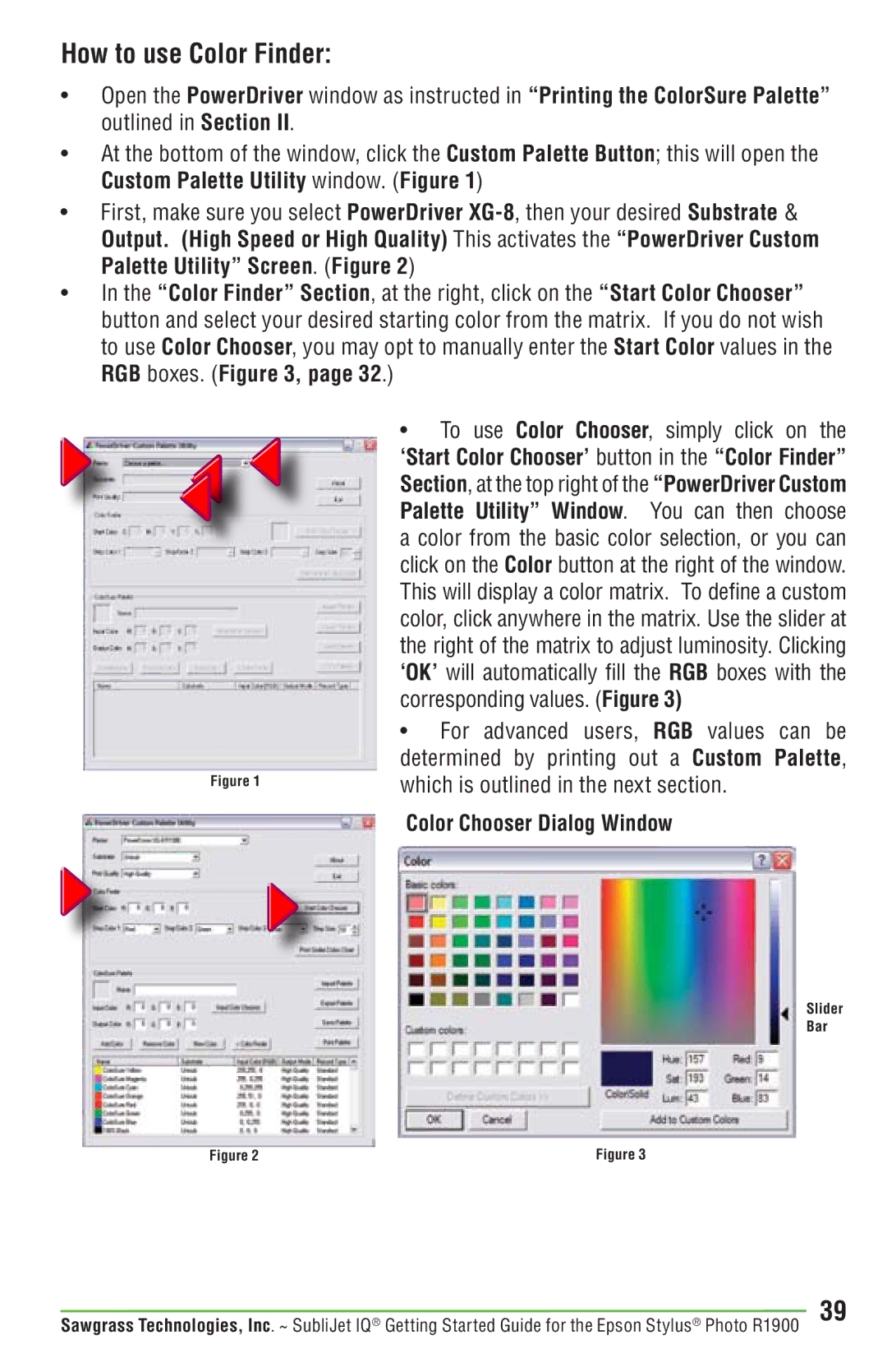 Epson R1900 manual How to use Color Finder, Color Chooser Dialog Window 