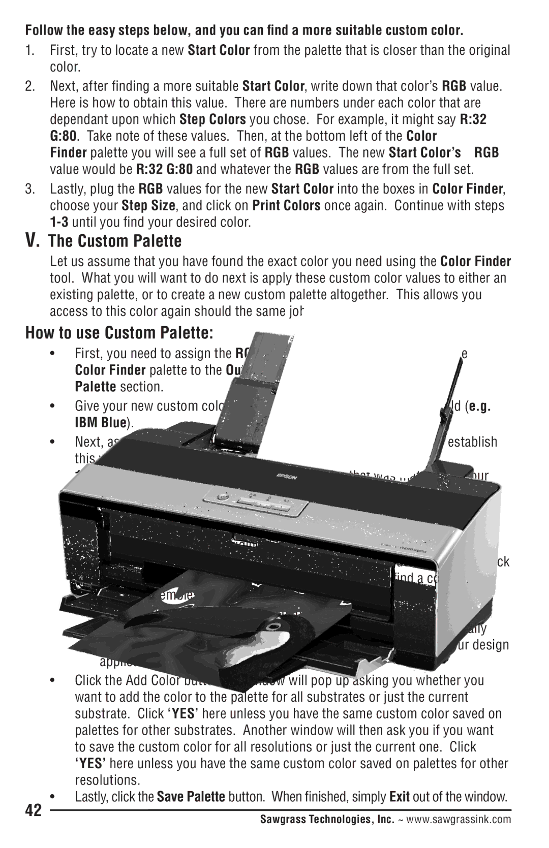 Epson R1900 manual How to use Custom Palette, Palette section, IBM Blue 