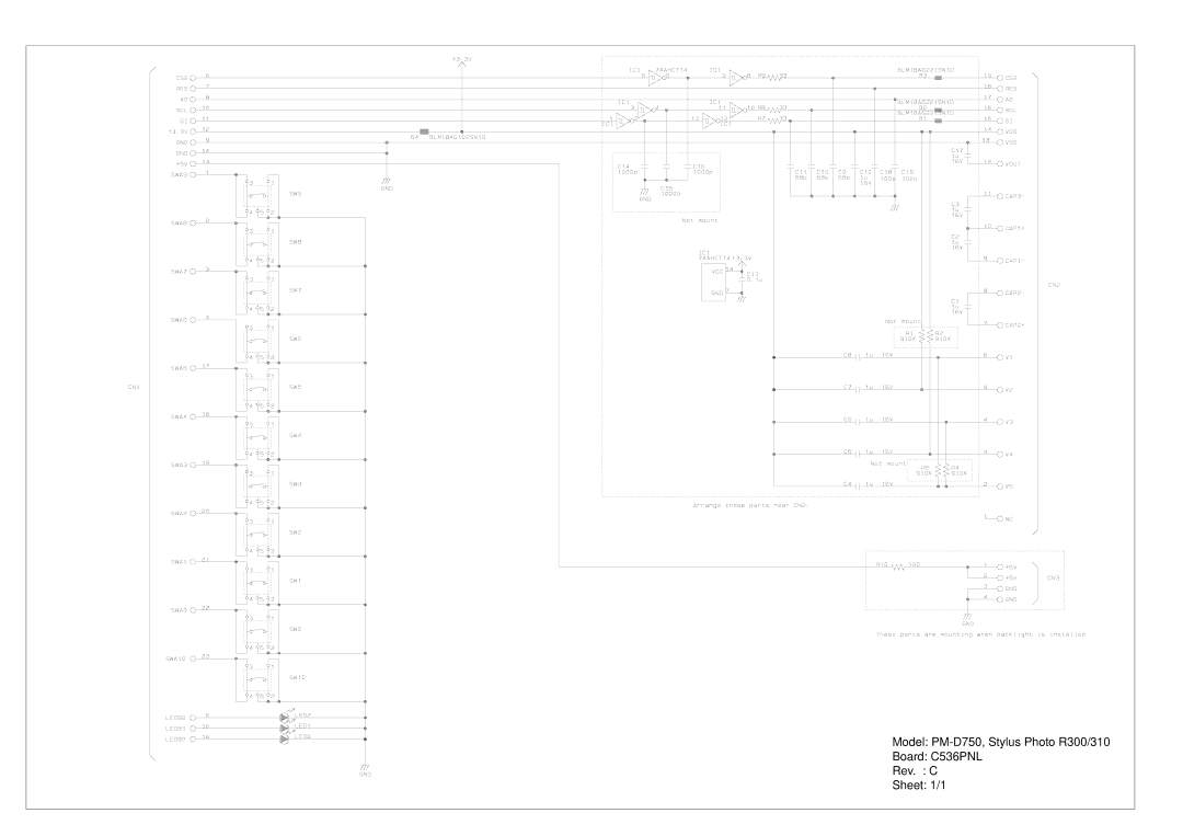 Epson R310 service manual Board C536PNL 