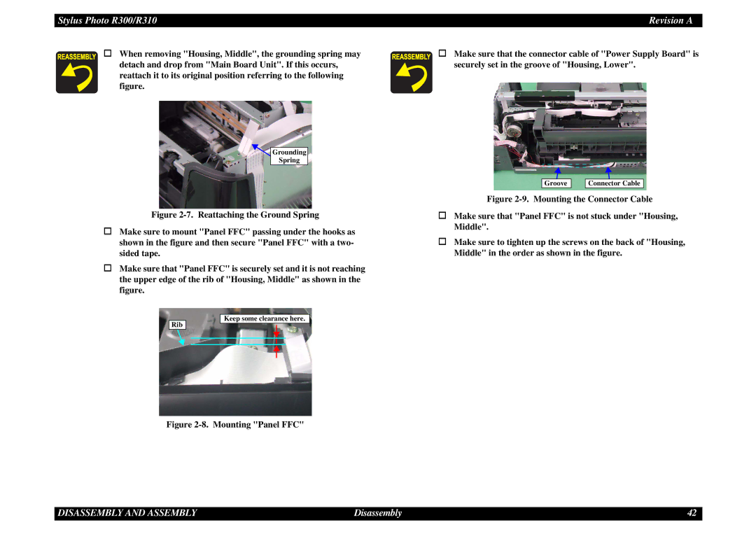 Epson R310 service manual Mounting Panel FFC 