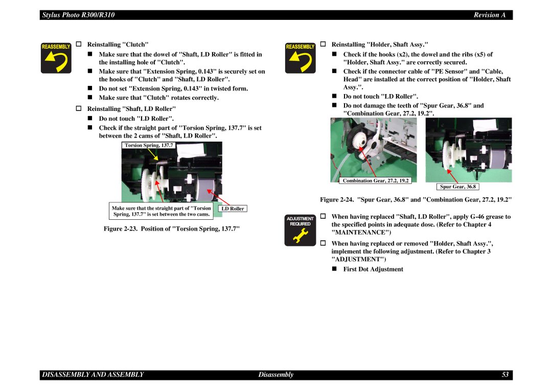 Epson R310 service manual LD Roller 