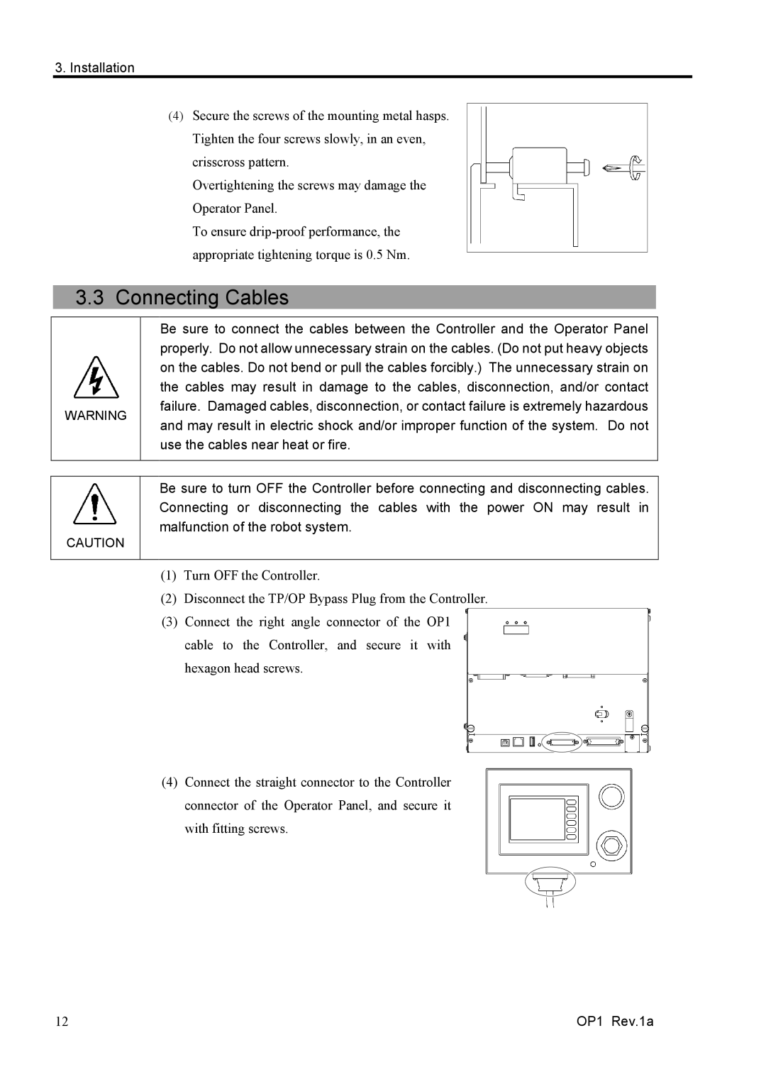 Epson RC170 manual Connecting Cables 