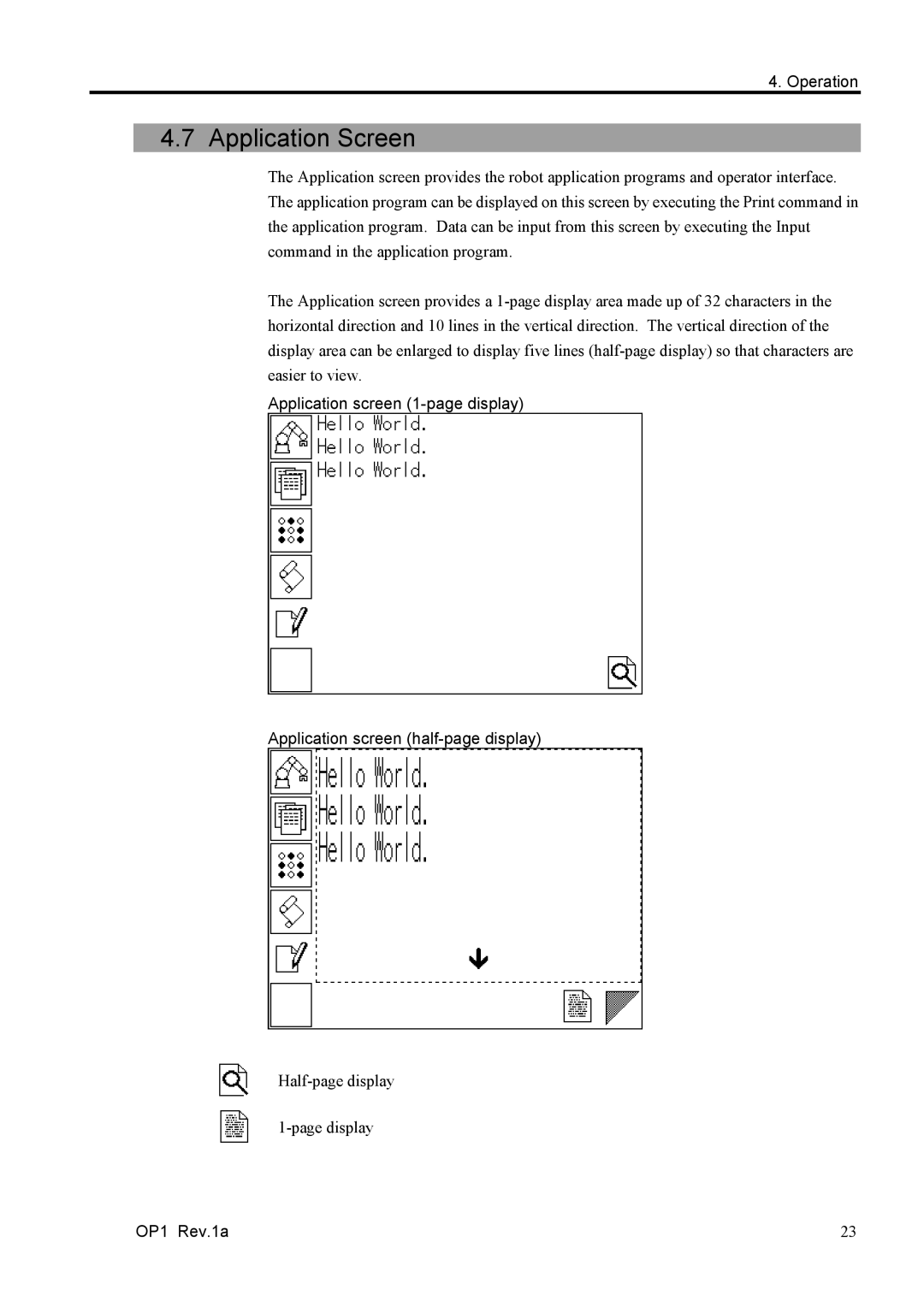 Epson RC170 manual Application Screen 