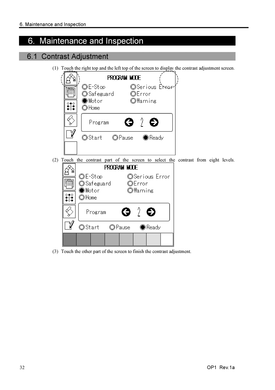 Epson RC170 manual Maintenance and Inspection, Contrast Adjustment 