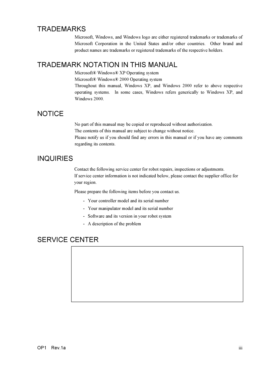 Epson RC170 manual Trademarks 