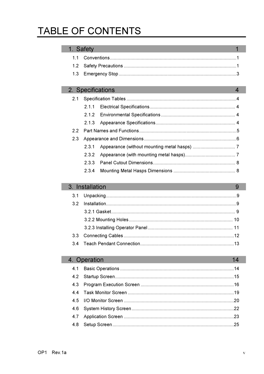 Epson RC170 manual Table of Contents 