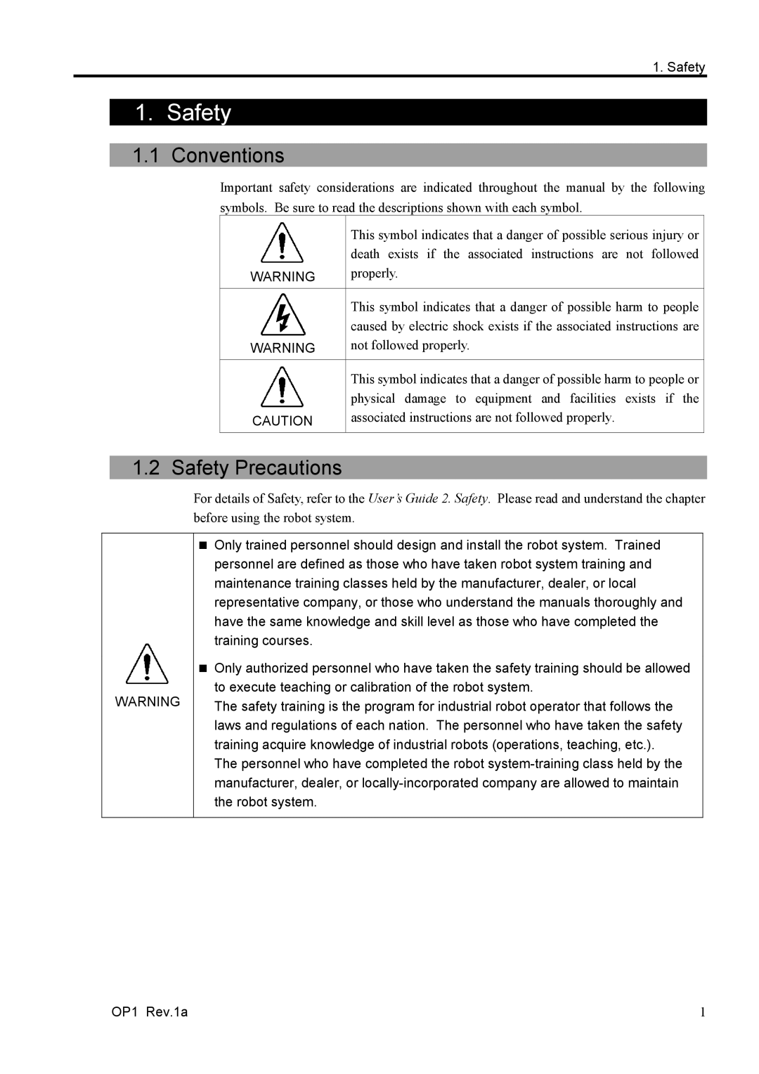 Epson RC170 manual Conventions, Safety Precautions, Robot system 