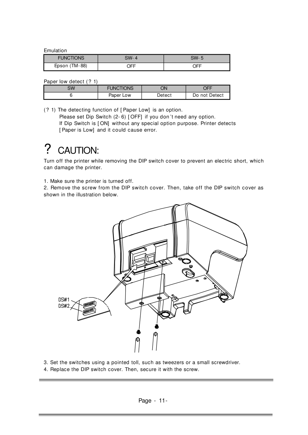 Epson RP-300, RP-310 user manual ? Caution 