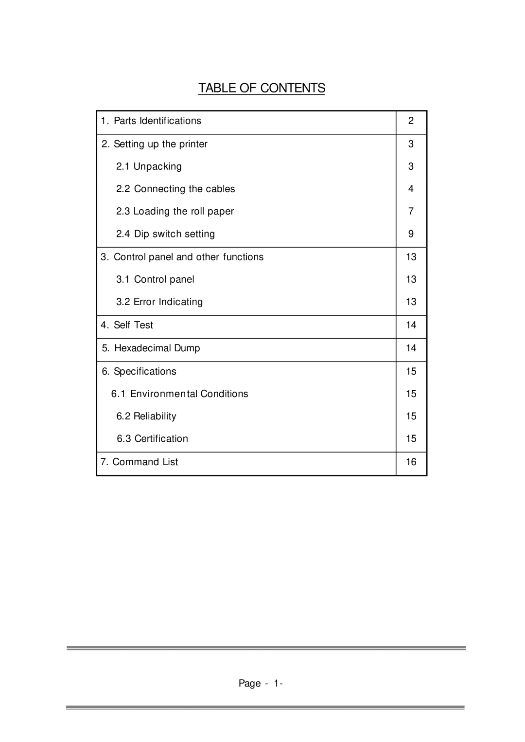 Epson RP-300, RP-310 user manual Table of Contents 