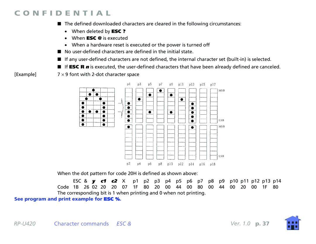 Epson RP-U420 manual See program and print example for ESC % 