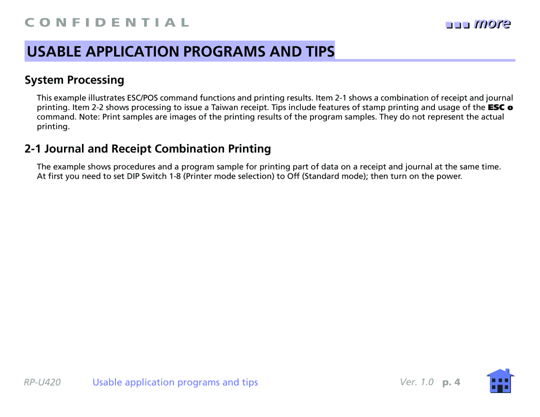 Epson RP-U420 manual System Processing, Journal and Receipt Combination Printing 