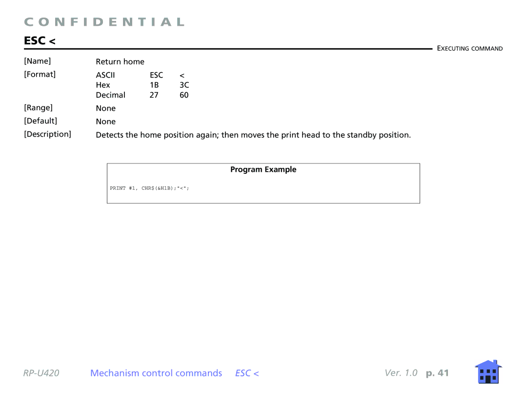 Epson RP-U420 manual Mechanism control commands ESC 