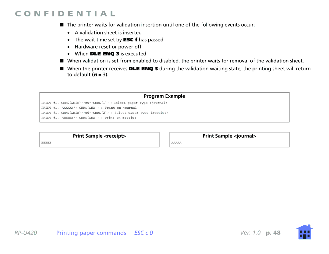 Epson RP-U420 manual Print Sample receipt 