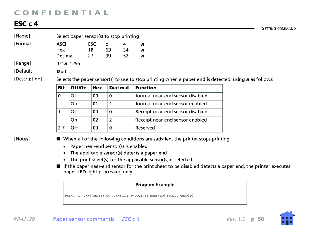 Epson RP-U420 manual Name Select paper sensors to stop printing Format 