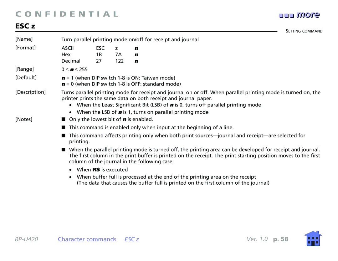 Epson RP-U420 manual ESC z 