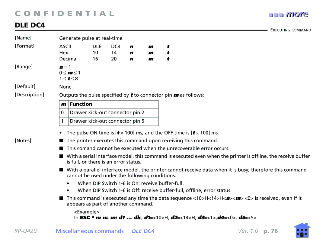 Epson RP-U420 manual Ascii DLE DC4 