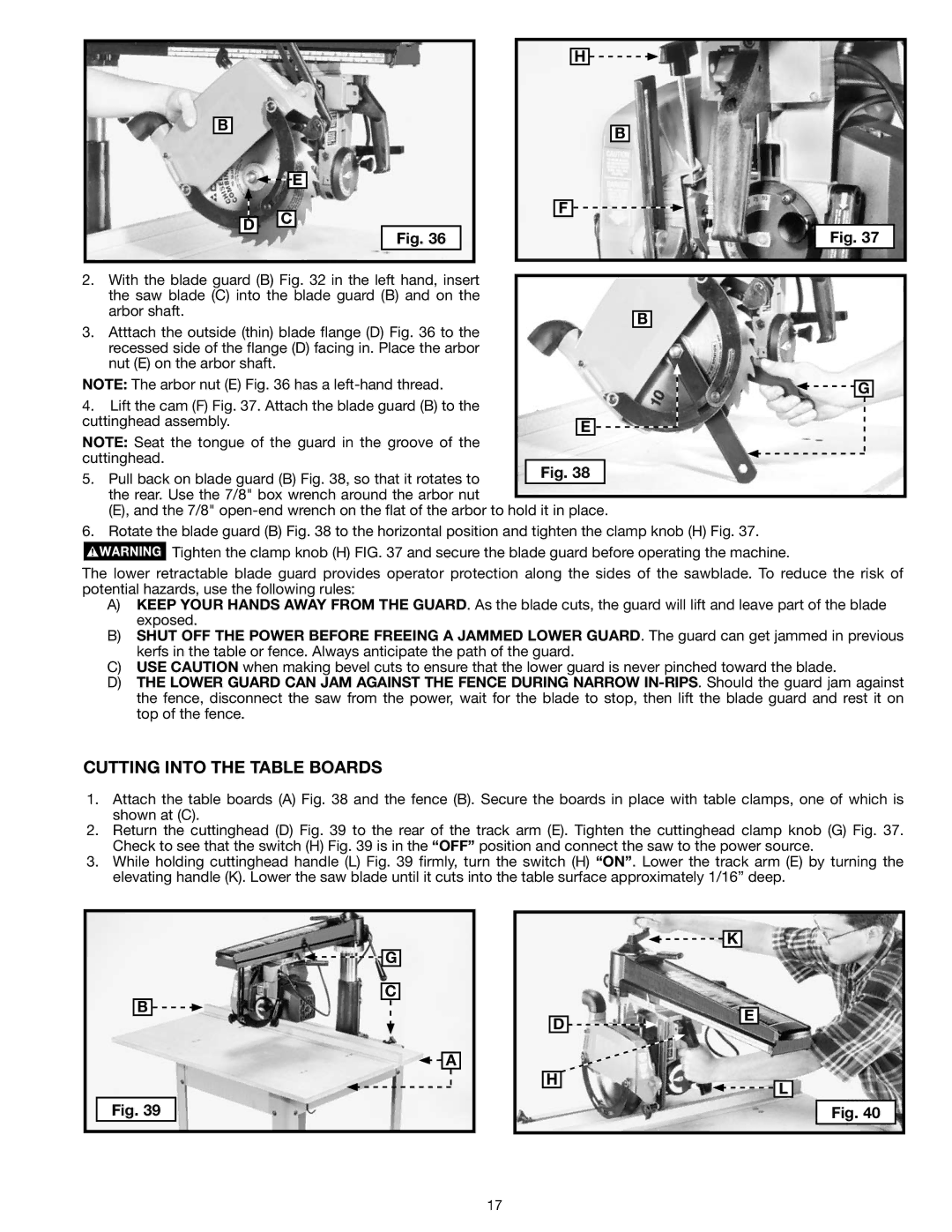 Epson RS830 instruction manual Cutting Into the Table Boards 