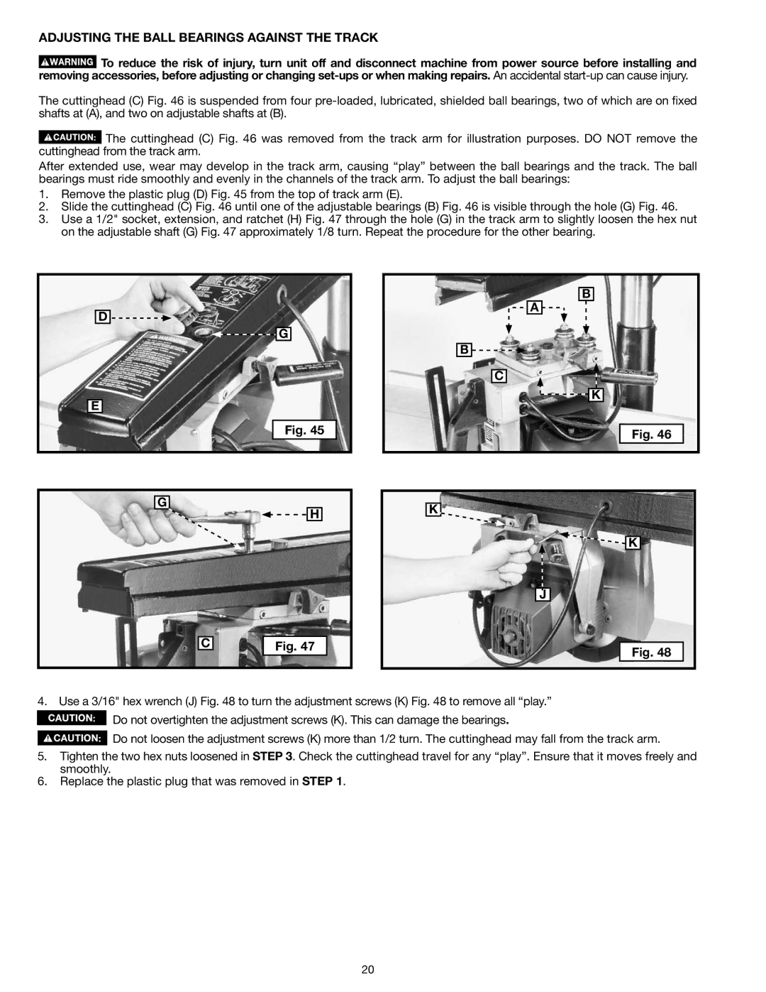 Epson RS830 instruction manual Adjusting the Ball Bearings Against the Track 