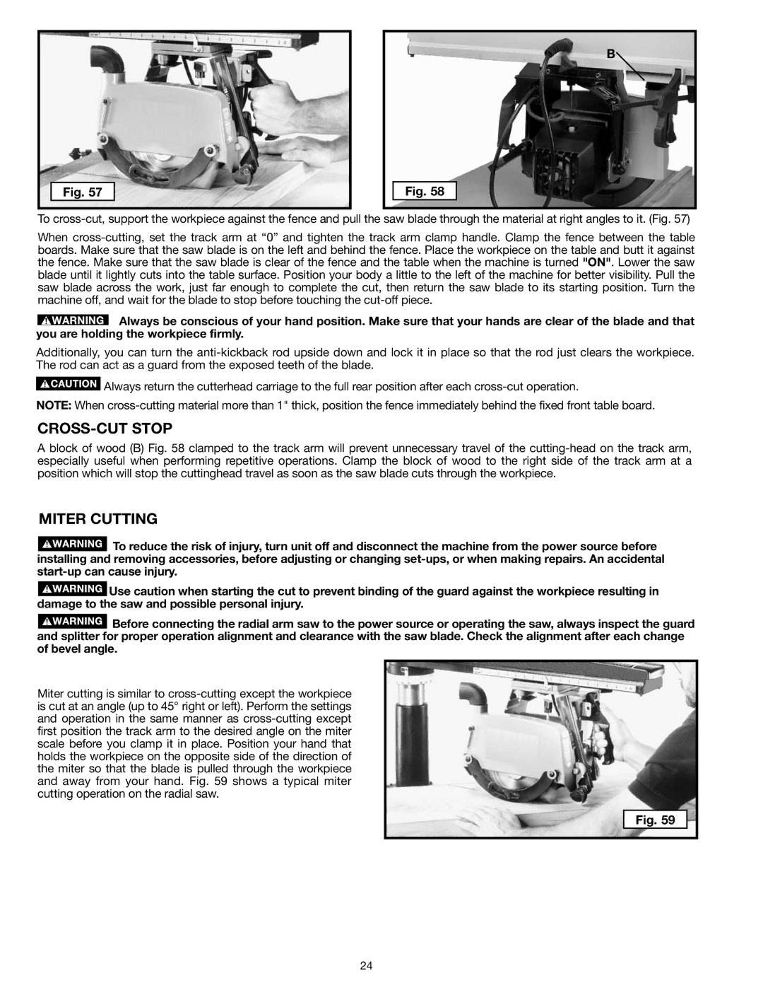 Epson RS830 instruction manual CROSS-CUT Stop, Miter Cutting 