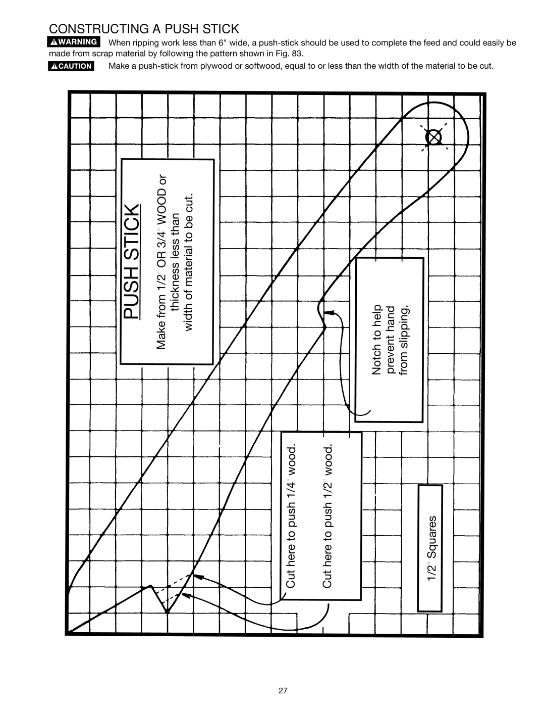 Epson RS830 instruction manual Push Stick 