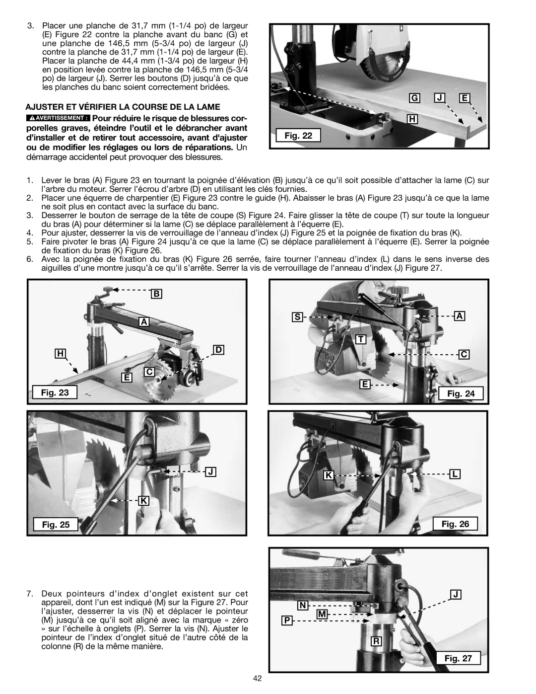 Epson RS830 instruction manual Ajuster ET Vérifier LA Course DE LA Lame 