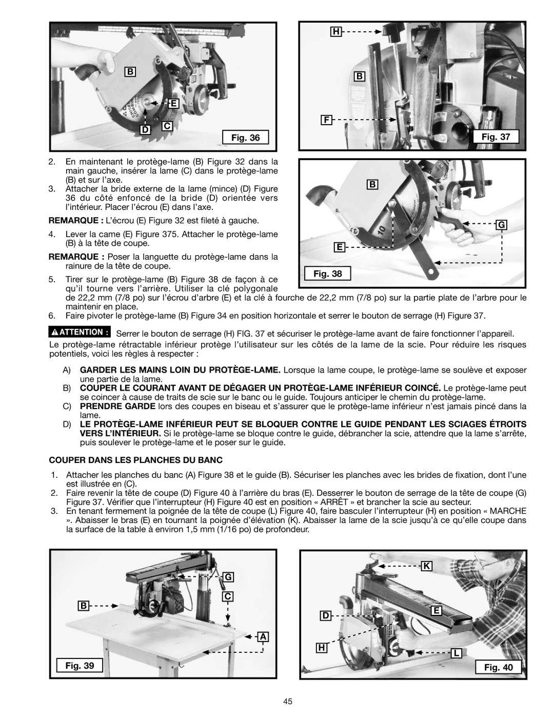 Epson RS830 instruction manual Couper Dans LES Planches DU Banc 