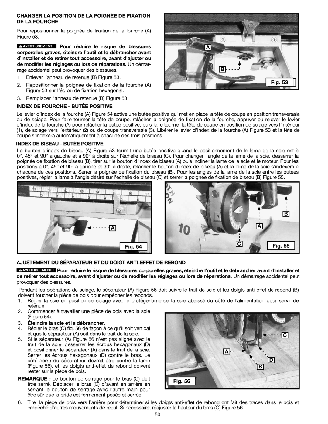 Epson RS830 instruction manual Changer LA Position DE LA Poignée DE Fixation DE LA Fourche, Index DE Fourche Butée Positive 