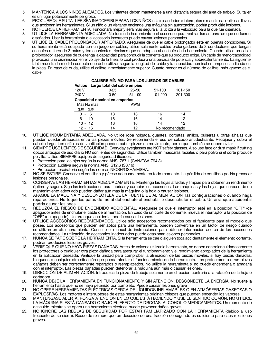 Epson RS830 instruction manual Calibre Mínimo Para LOS Juegos DE Cables 