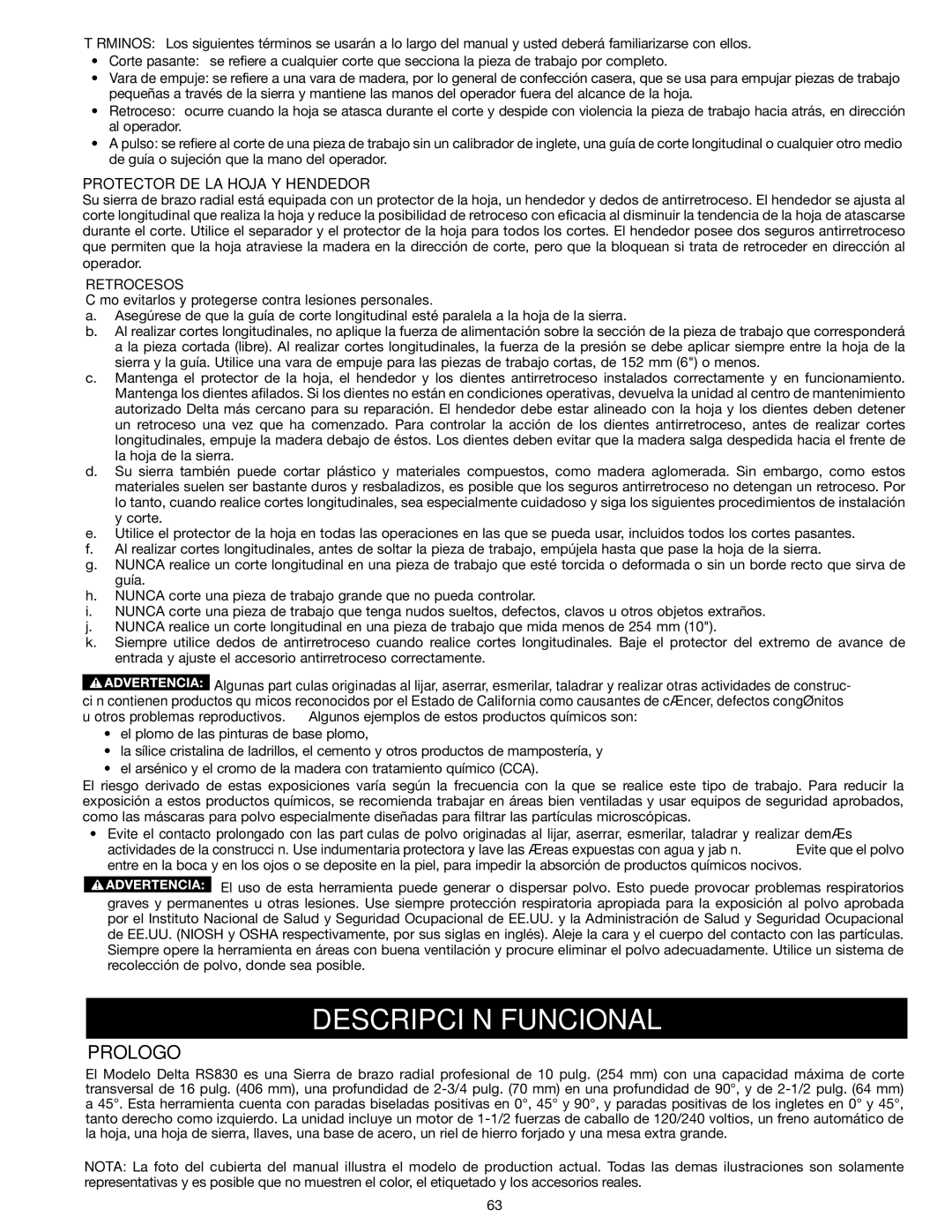 Epson RS830 instruction manual Descripción Funcional, Prologo, Protector DE LA Hoja Y Hendedor 