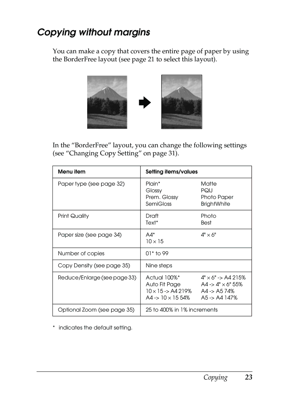 Epson RX500 manual Copying without margins, Pqij 