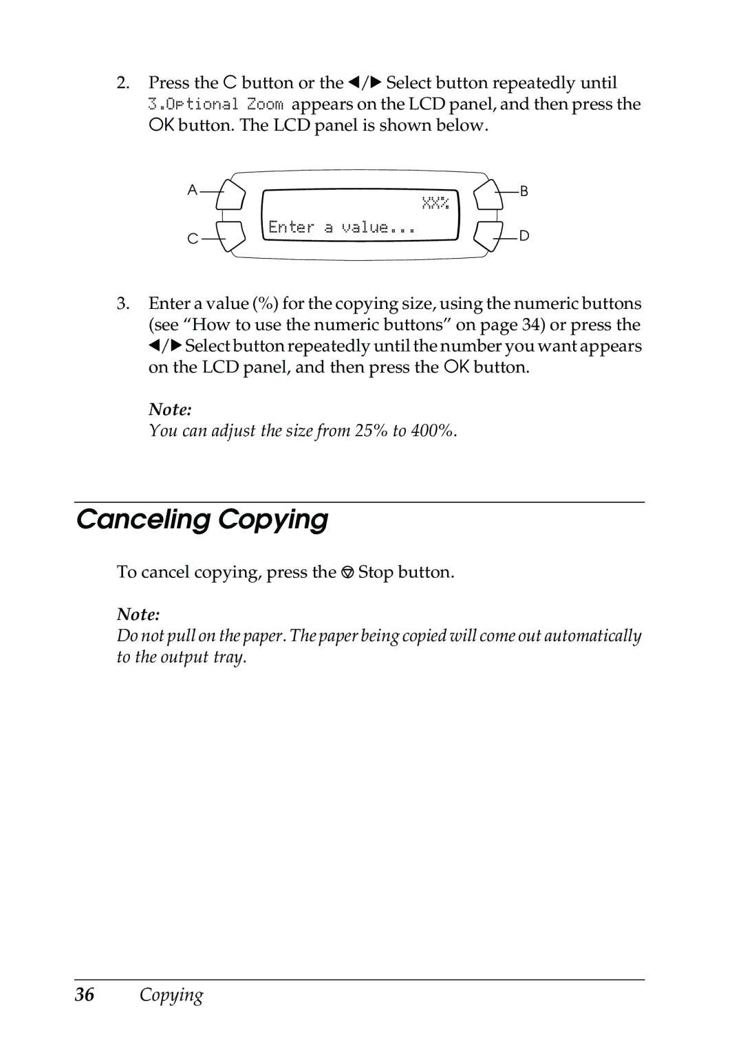 Epson RX500 manual Canceling Copying, Xx% 