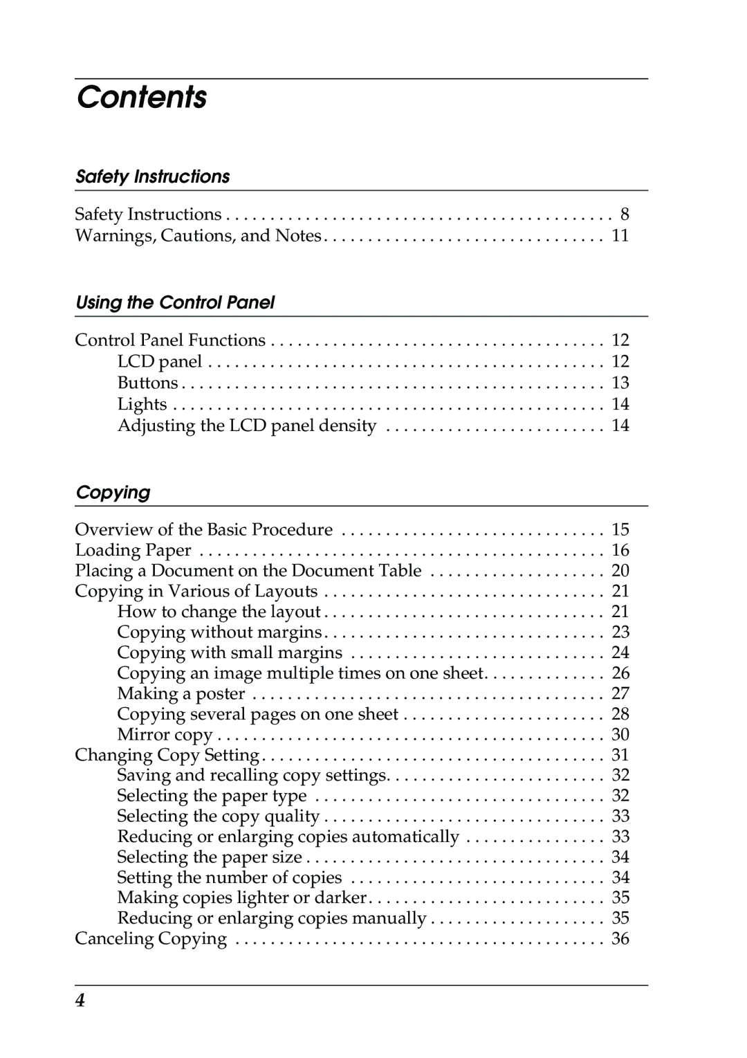 Epson RX500 manual Contents 