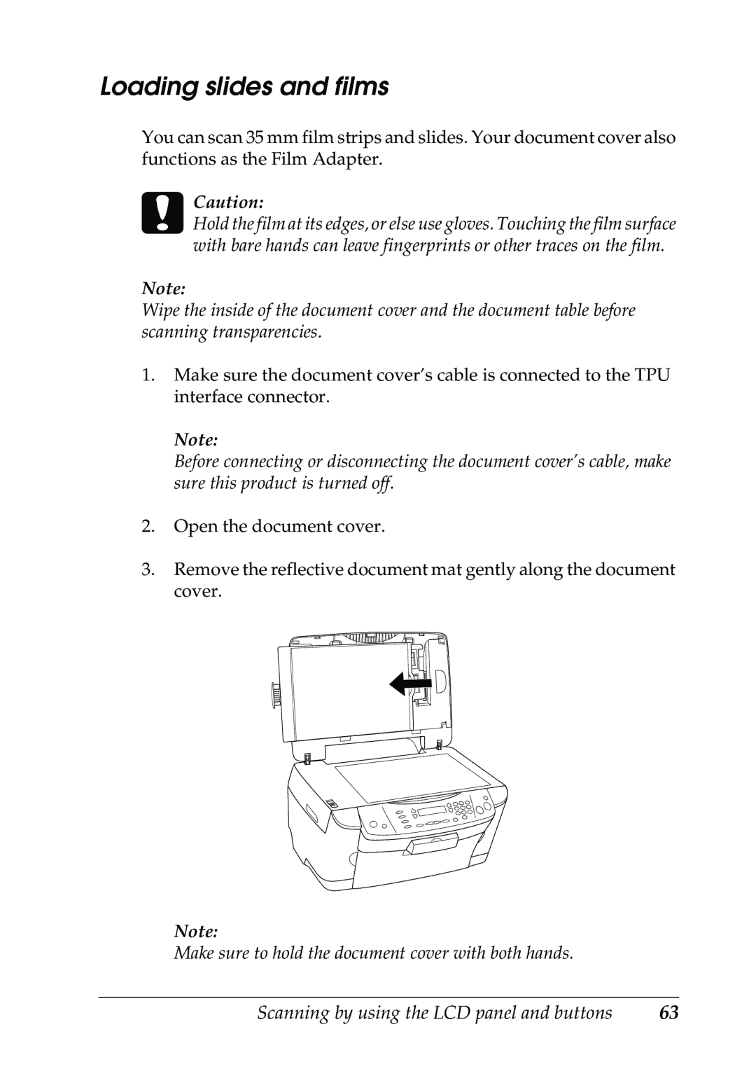 Epson RX500 manual Loading slides and films 