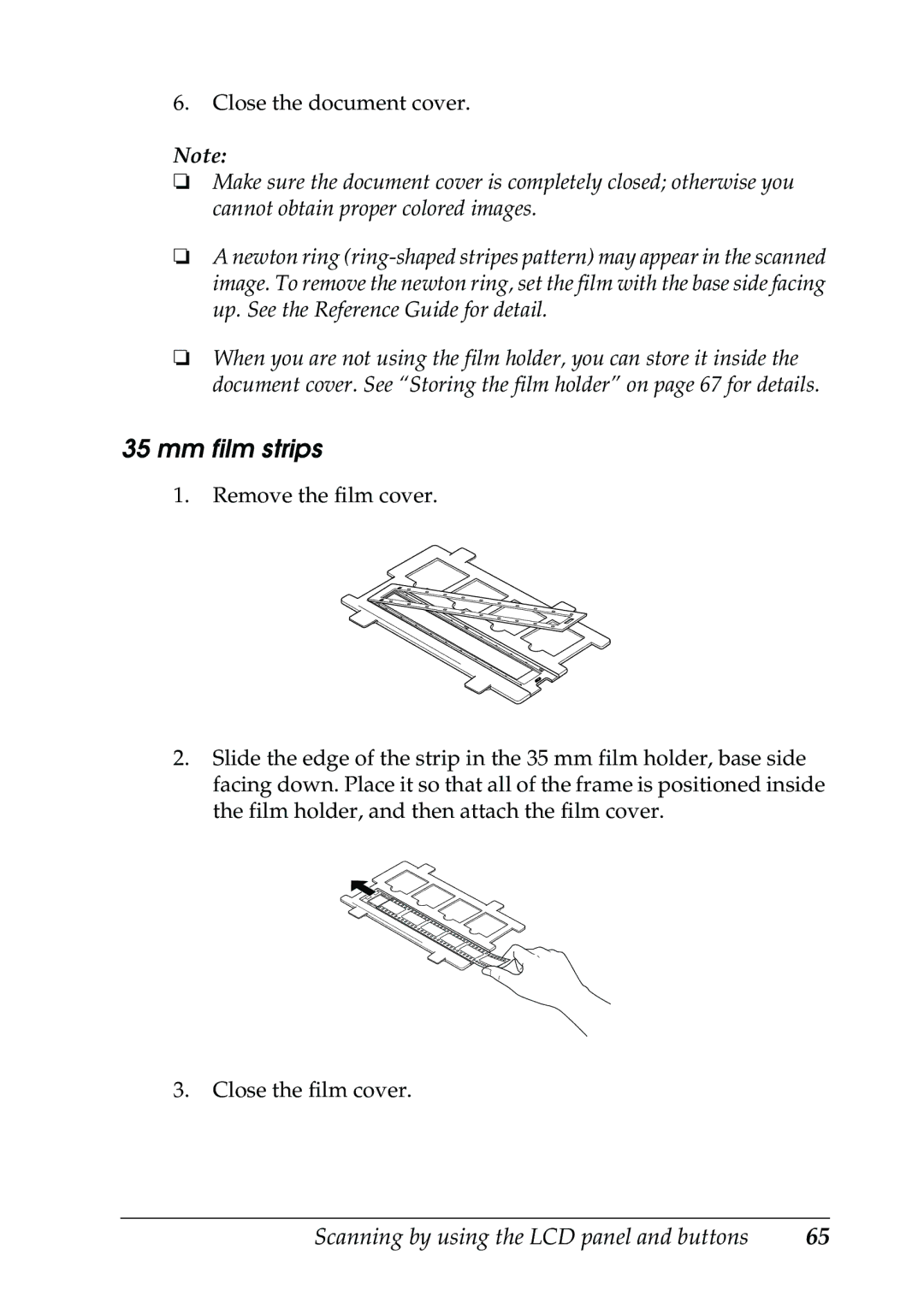 Epson RX500 manual Mm film strips 