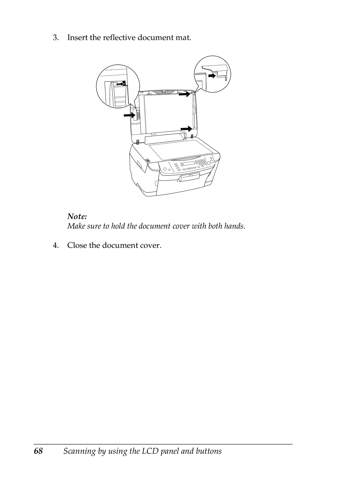 Epson RX500 manual Insert the reflective document mat 