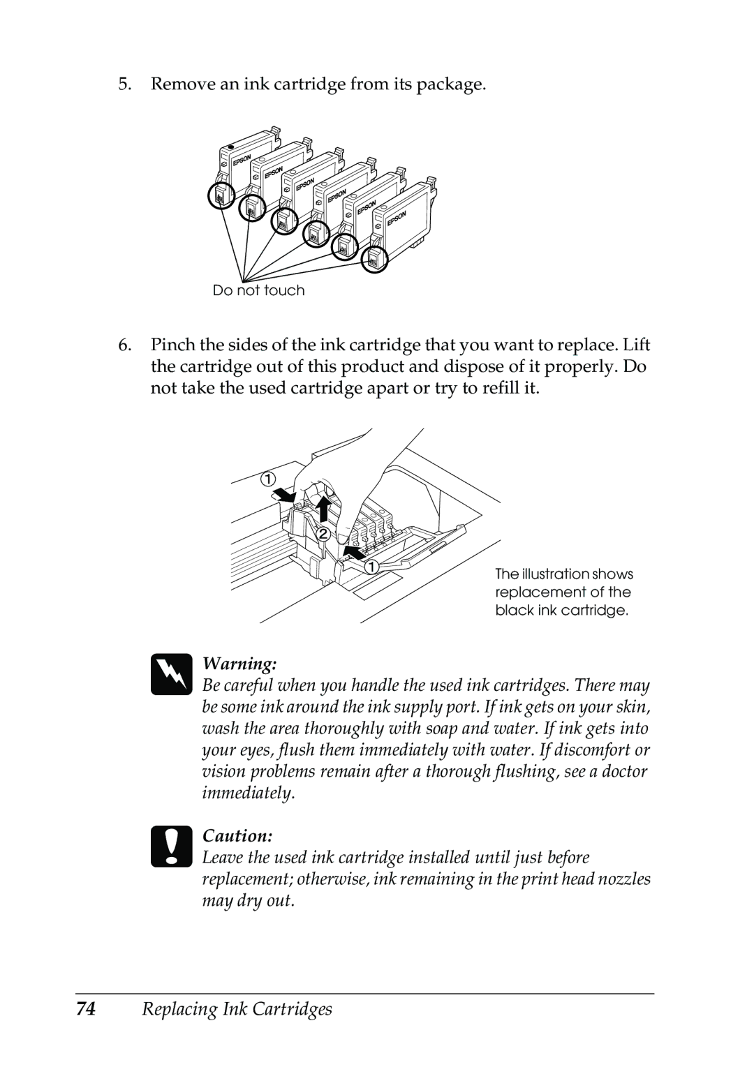 Epson RX500 manual Remove an ink cartridge from its package 