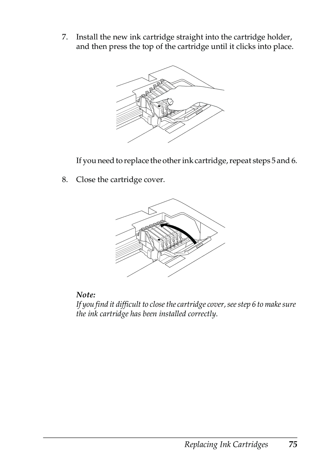 Epson RX500 manual Replacing Ink Cartridges 