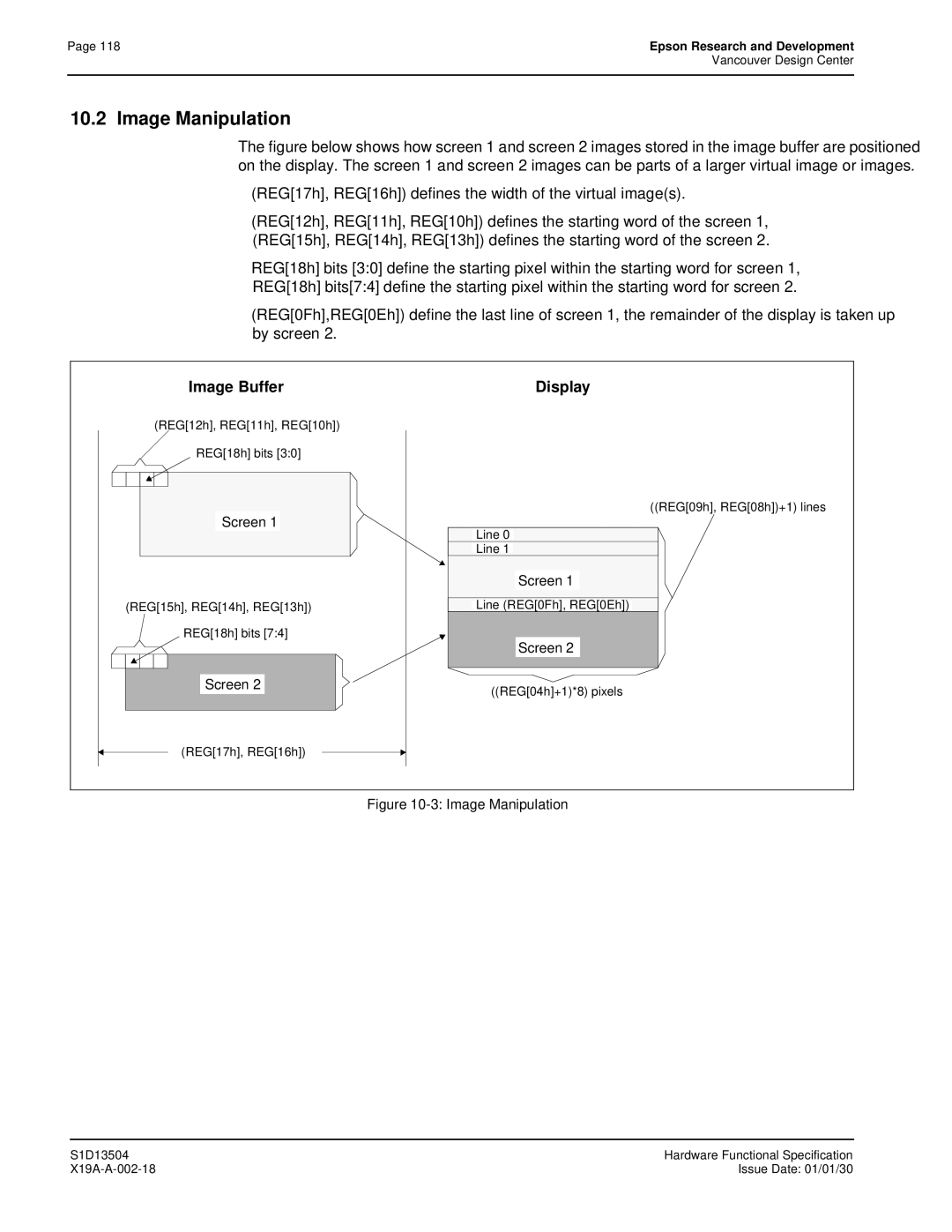 Epson S1D13504 manual Image Manipulation, Display, Image Buffer 