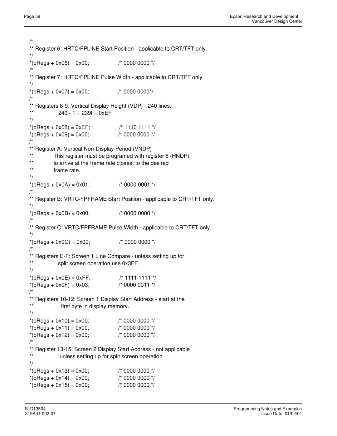 Epson S1D13504 manual To arrive at the frame rate closest to the desired 