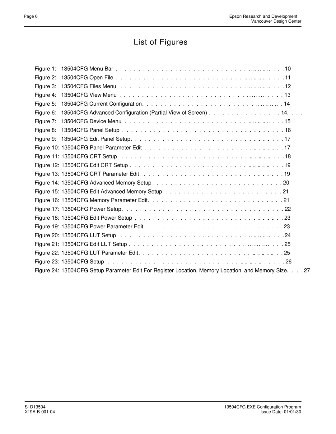 Epson S1D13504 manual 13504CFG View Menu 